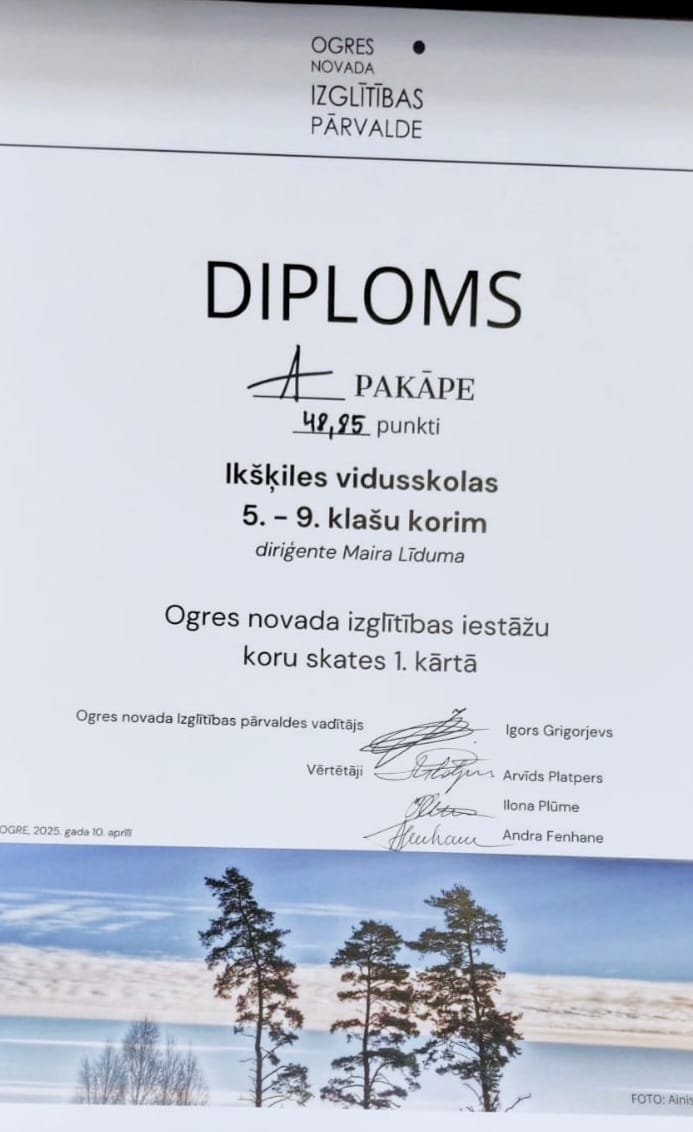 Kora izcīnītais diploms
